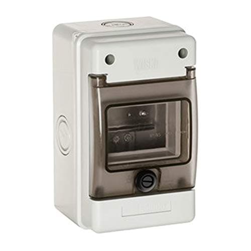Image of WISKA INDUBOX 1304R/W 4 Way IP65 Garage Unit Din Rail Enclosure Weatherproof Consumer Unit Housing Wall Surface Mounting