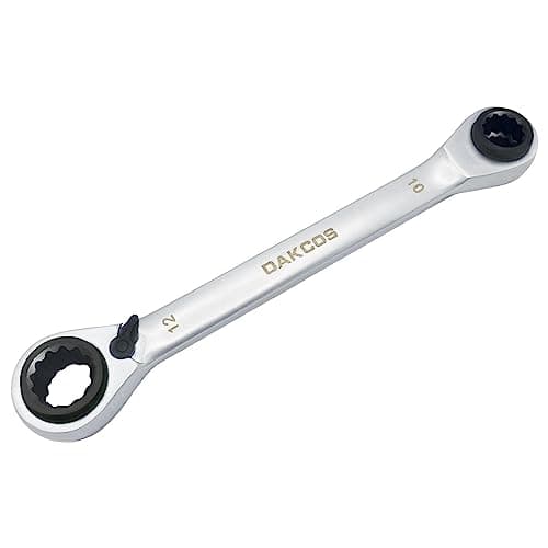 Image of DAKCOS 4 in 1 Combination Ratchet Spanner 8x10-12x13mm Double End Ratchet Ring Wrench CR-V with Matt Chrome Finish