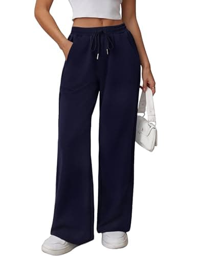 Image of Litherday Joggers for Women Straight Leg Ladies Jogging Bottoms with Pockets Cotton Women's Sweatpants Casual Tracksuit Bottoms for Training Sports Gym Yoga Blue S