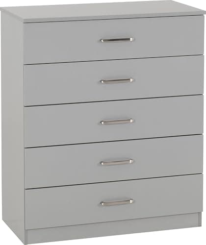 Image of Seconique Dakota 5 Drawer Chest in Light Grey