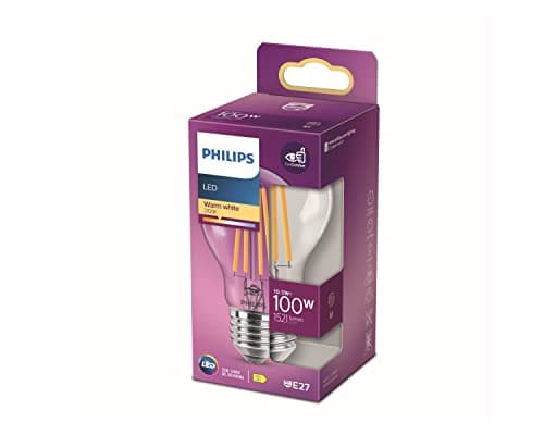 Image of Philips LED Classic A60 Light Bulb [E27 Edison Screw] 10.5W - 100W Equivalent, Warm White (2700K), Non Dimmable