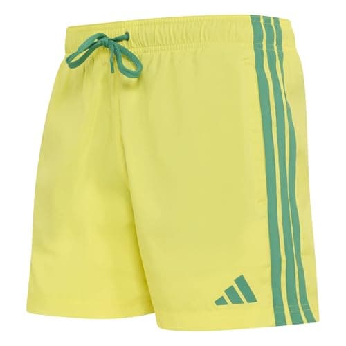 Image of adidas Men's 3 Stripes Swim Shorts 5 INCH, Bright Yellow/Bold Green, M