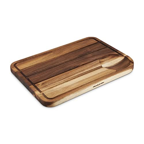 Image of Cole & Mason Berden Carving Board, Meat Chopping Board/Cutting Board with Juice Groove, Acacia Wood, (L) 467 mm x (W) 347 mm x (D) 29 mm, Not Suitable for The Dishwasher