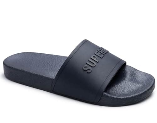 Image of Superdry Men’s Premium Graphic Pool Slides Lightweight Slip-On Summer Sandals with Branded Strap (Eclipse Navy, UK Footwear Size System, Adult, Men, Numeric Range, Medium, 10, 11)
