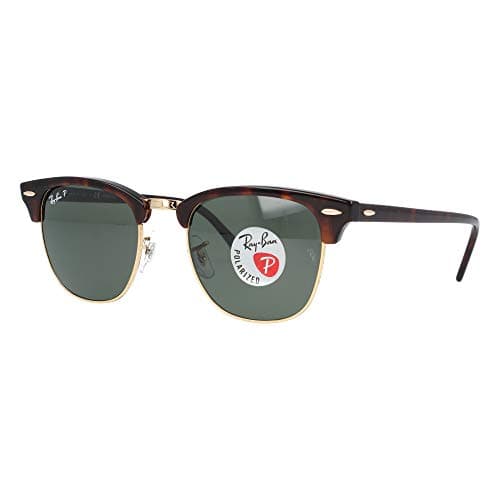 Image of Ray-Ban CLUBMASTER Red Havana Crystal Green Polarized 51mm RB3016 990/58 Polarized Sunglasses