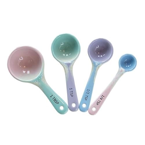 Image of Sass & Belle Pastel Ombre Measuring Spoons - 4-Piece Ceramic Set for Baking – Colourful Small Measuring Cup & Spoon Set for Kitchen Accessories & Home Décor
