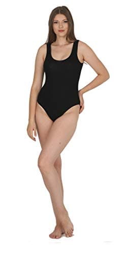 Image of Maria Angel Womens Ladies Stretch Sleeveless Camisole Vest Bodysuit Leotard Top 6002 (Medium 10-12, Black)