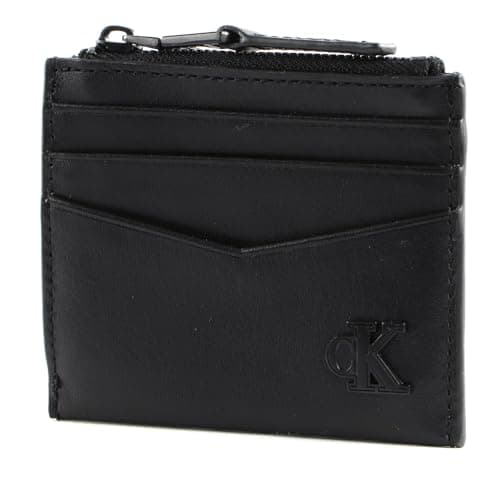 Image of Calvin Klein Leather Card Holder CKJ Logo Hardware Cardcase ID Black