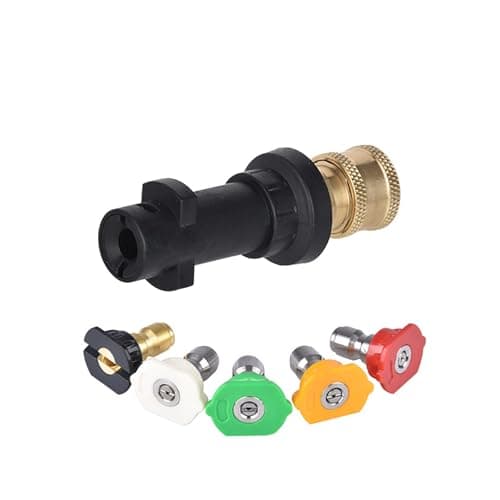 Image of CLKE Pressure Washer Accessories for Karcher K2 K3 K4 K5 K6 K7, 1/4'' Quick Connect Female Fitting, with 5 Power Nozzle Tips Multiple Degrees, Pressure Washer Adapter Kit