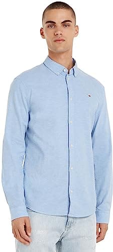 Image of Tommy Jeans Men's Tjm Slim Stretch Oxford Shirt Dm0dm09594 T-Shirt, Perfume Blue, XL