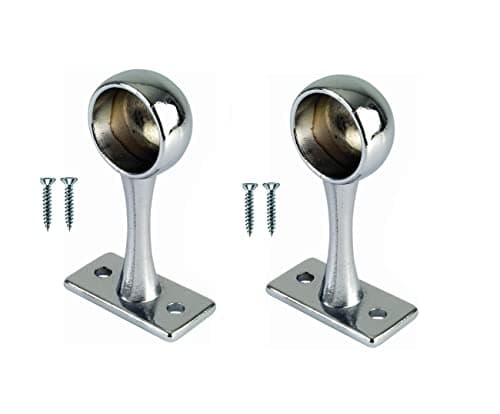 Image of TERF® Chrome Curtain Pole End Bracket for Up to 19mm Diameter Ceiling and Wall Mount Rod Holder - Pack of 2