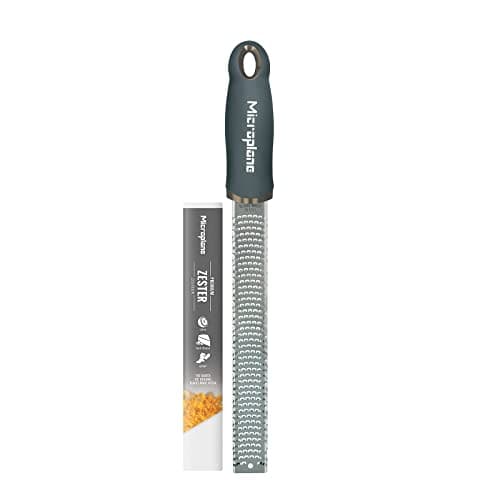 Image of Microplane Zester Grater in After Dark Grey for Citrus Fruits, Hard Cheese, Ginger, Chocolate and Nutmeg with Fine Stainless Steel Blade - Made in USA