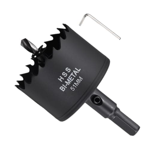 Image of METALLIXITY Bi-Metal Hole Saw 2", M42 HSS Circular Head 51mm Hole Cutter with Center Drill Bit - for Thick Stainless Steel Hard Steel Sheet, Black