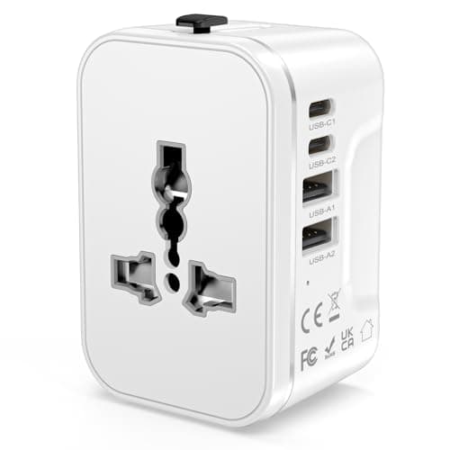 Image of Universal Travel Adapter Worldwide with 2 USB C and 2 USB A Ports, International Travel Plug Adapter Worldwide USB Travel Adaptor All in One Universal Charger Power Adapter for European EU US UK AUS