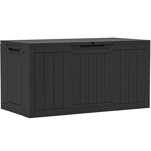 Image of YITAHOME 100 Gallon Resin Deck Box, Weather Resistant Outdoor Storage Box, Lockable Indoor Outdoor Storage for Supplies and Essentials, Black