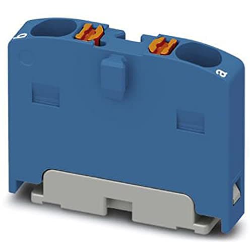 Image of PHOENIX CONTACT PTFIX 2 x 1,5 BU distribution block, base terminal, rated voltage 450 V, rated current 17,5 A, 2 number of connections, cross section 0,14 mm²-2,5 mm², 26-14 AWG, direct installation