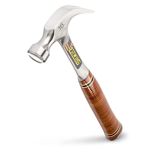Image of Estwing E16C Curved Claw Hammer - Leather Grip 450g (16oz), Silver