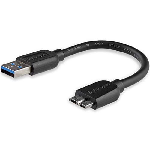 Image of StarTech.com 15cm 6in Short Slim USB 3.0 A to Micro B Cable M/M - Mobile Charge Sync USB 3.0 Micro B Cable for Smartphones and Tablets (USB3AUB15CMS),Black