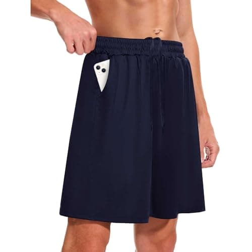 Image of InfiniZer Mens Gym Shorts with Pockets Breathable Sports Quick Dry Shorts Lightweight Running Short for Athletic Basketball Football Fitness (UK 3XL, Navy)