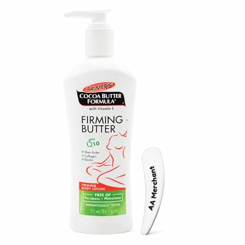 Image of Palmers Cocoa Butter Formula Firming Body Lotion 315ml with Vitamin E & Q10 & a Cosmetic Spatula – Hydrating Moisturiser for Dry Skin, Improves Skin Elasticity & Smoothness, Daily Body Lotion.