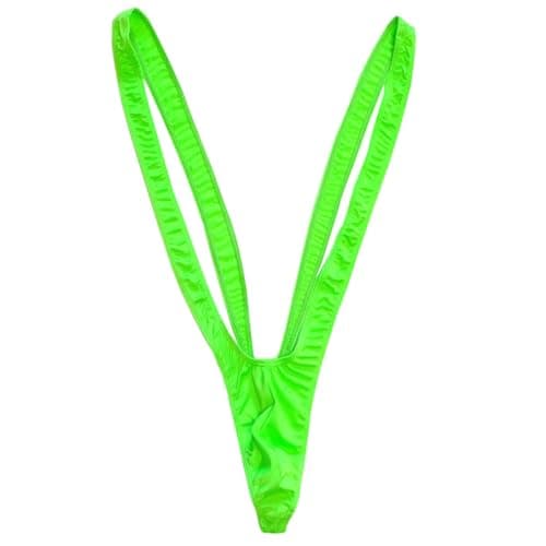 Image of VemeFufu String Borat Mankini for Men Sexy Funny UK Hot Thong Underwear V-Strap Swimwear Bodysuit Novelty Birthday Party Stag Fancy Dress Costume Joke Gift 1 Pack Green