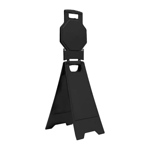Image of Blank Warning Floor Sign | 100CM Black Caution Warning Board | Customisable Double-Sided Floor Sign | Freestanding Foldable Safety Sign for Commercial Use, Restaurants, Hotels, Offices