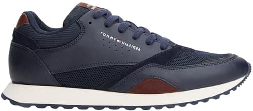 Image of Tommy Hilfiger Men’s New EVA Mix Leather Runner Trainers, Blue (Desert Sky), 8
