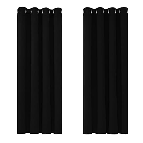 Image of Deconovo Blackout Curtains Bedroom Super Soft Thermal Insulated Eyelet Blackout Curtains for Living Room 46 x 54 Inch Black 2 Panels