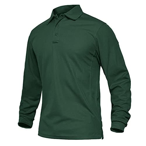 Image of EKLENTSON Mens Polo Shirts Long Sleeve Tactical Shirts Quick Dry Performance Sports Polo Rugby Cool Shirts Dark Green,M