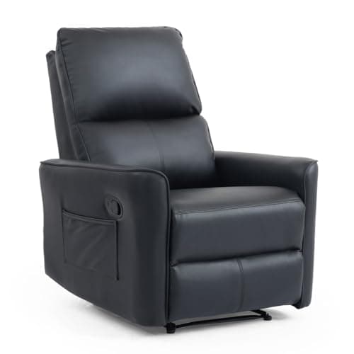 Image of More4Homes MADRID MANUAL RECLINER AIR LEATHER SOFA (Black, 1 Seater)