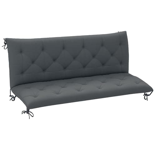 Image of Outsunny 3 Seater Bench Cushion, Garden Chair Cushion with Back and Ties for Indoor and Outdoor Use, 98 x 150 cm, Dark Grey