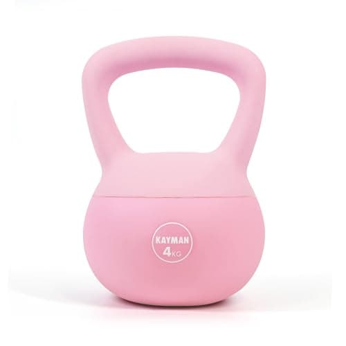 Image of KAYMAN 4kg Soft Kettlebell for Home Gym – PVC Coated Weight – Floor Safe Flat Base – Ergonomic Non-Slip Handle – Strength Training, CrossFit, HIIT, Core Workout – Durable Fitness Equipment
