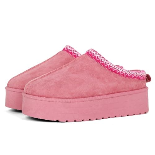Image of LUNATECH Womens Slippers Warm Winter Slippers Mules Platform Fluffy Slippers Fur Slipper Outdoor Thermal House Shoes For Ladies (Pink, Adult, Women, 7, Numeric, UK Footwear Size System, Medium)