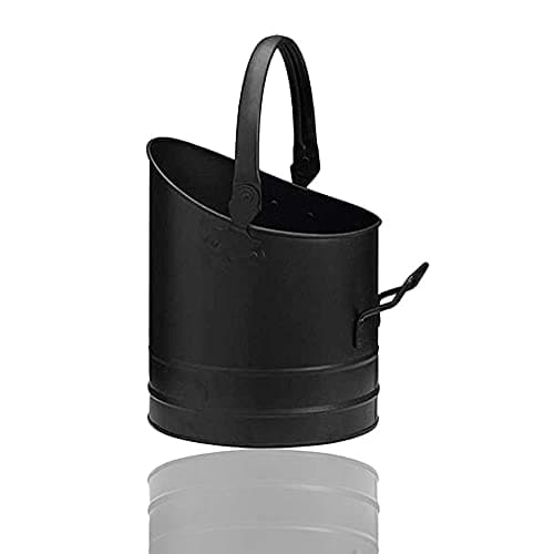 Image of GBS Small Black Coal Bucket, Fireplace Coal Wood Burner Scuttle, Carry Handle Perfect for Coal & Small Wood