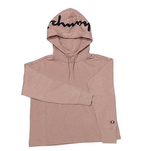Image of Champion Women's Legacy American Classics W-Light Powerblend Fleece Boxy Hooded Sweatshirt, Pink, XS