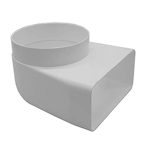 Image of Kair Elbow Bend Adaptor 150mm x 70mm to 125mm - 5 inch Rectangular to Round 90 Degree Bend Adapter for Converting to Different Size Plastic Ducting Systems