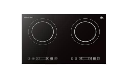 Image of Cookology Dual Zone Induction Hob 3500W Portable Electric Cooktop - 2 Cooking Zones, Touch Controls, Timer, Child Lock, Energy Efficient, Lightweight Compact Design, Black