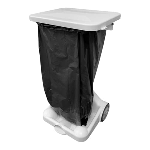 Image of Chabrias Ltd Mobile White & Non Recyclable Logo Free Standing Foot Pedal Bin Waste Bag Garbage Holder Medical School Waste Bin Hands Free
