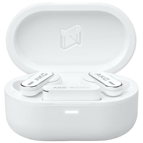 Image of AKG N5 Hybrid TWS Headset – Wireless Crystal Clear Sound, True Adaptive Noise Cancelling, Zoom-certified Call Quality, 40h Playtime, IP54 Protection, Bluetooth, USB-C, White