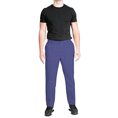 Image of Style Spot Mens Rugby Trousers Fully Elasticated Stretch Waist Band Zip Button Fastening Casual Formal Work Pant (Navy Blue, 42W / 27L)