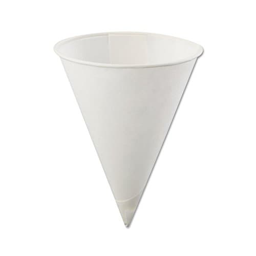 Image of Konie KCI 4.0KBR Poly-Bag Rolled-Rim Cone Cup, 4 oz. Volume, Paper, White (Pack of 5000)