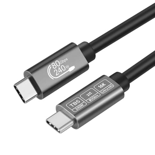 Image of ConnBull Thunderbolt 5 Cable 80Gbps Support 240W Charging and 16K/ Dual 8K displays Compatible with Apple MacBook Pro, Thunderbolt 4/3 or Most USB C Devices, 1M