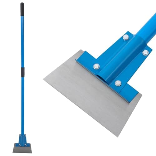 Image of TOPWAY Heavy-Duty Floor Scraper 200mm Wide with 1450mm Fibreglass Detachable Handle for Grout Adhesives Grease Dirt and Grime Removal