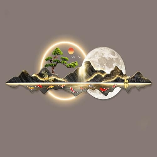 Image of ZCQMSCWW 3D LED Wall Art with Sandstone Texture, Mountain Landscape Decor and Minimalist Light Up Painting for Living Room Bedroom(L,120 * 40cm/47.2 * 15.7in)