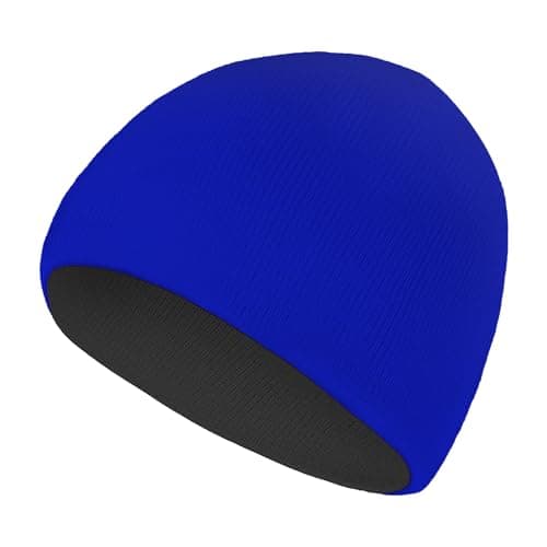 Image of Rosoz Reversible Unisex Knitted Winter Beanie Skull Cuffed Warm Soft Swag Slouchy Hat for Men and Women Ski Watch Cap, Black/Royal Blue, One size