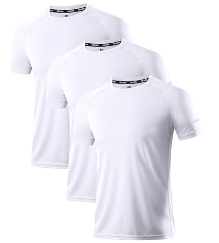 Image of Holure Men's Quick-Dry Sportswear T-Shirts,3 Pack Breathable Moisture Wicking Gym Tops for Training & Workout,Short Sleeve Tees White/White/White 3P08-2XL