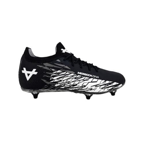 Image of Oxen Metasock 6 Stud Kids SG Rugby Boots (Black, UK Footwear Size System, Big Kid, Men, Numeric, Medium, 5)