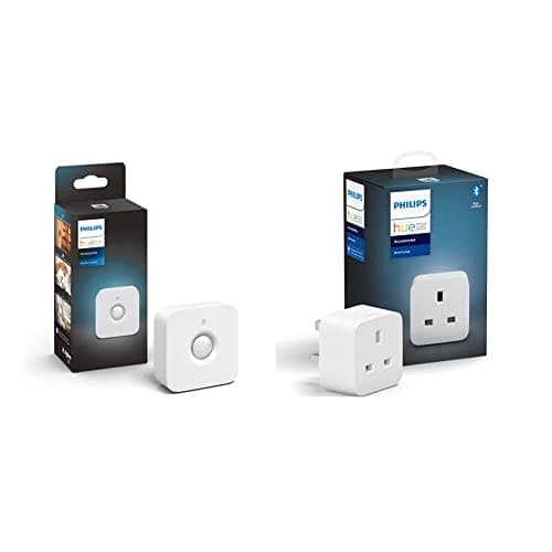 Image of Philips Hue Indoor Motion Sensor with Wireless Control. Smart Lighting Accessory. & Smart Plug. Works with Alexa, Google Assistant and Apple Homekit, White, 1 Count (Pack of 1)