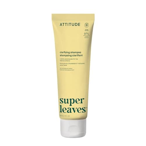 Image of ATTITUDE Clarifying Hair Shampoo, EWG Verified, Restores Shine, Naturally Derived Ingredients, Vegan, Plant Based, Lemon Leaves and White Tea, 240 mL