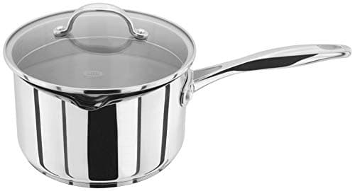 Image of Stellar Profile Stainless Steel Draining Saucepan with Lid 18cm with 2.3L, Induction Ready, Oven Safe, Dishwasher Safe